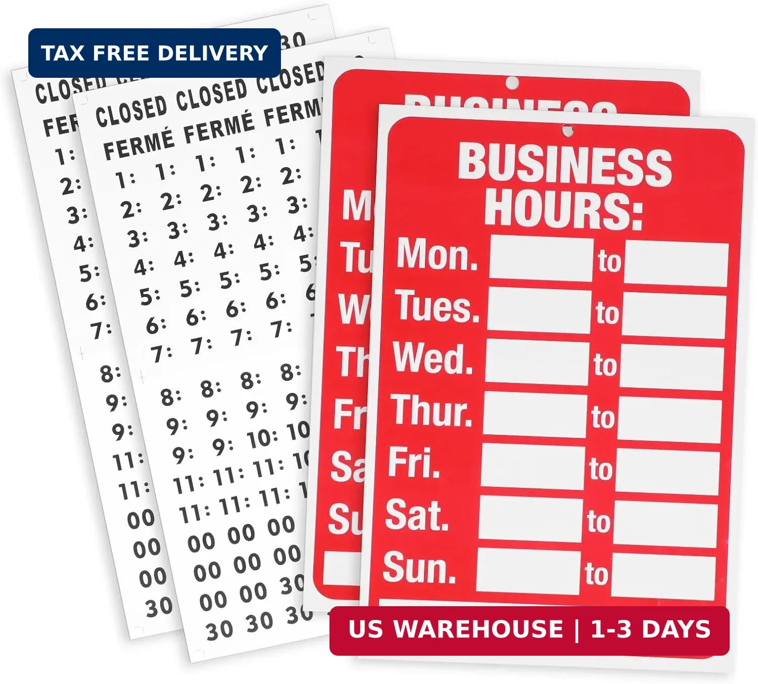 2 Set Business Hours Open Closed Sign Kit for Glass Door or Window, Ideal Hour O