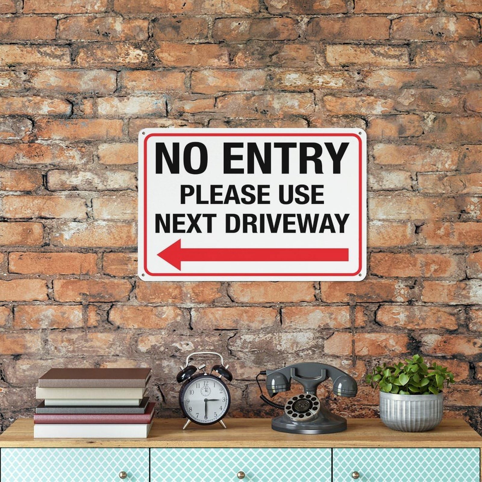 No Entry Please Use Next Driveway (Left Arrow) Sign 12X8 Inch Tin Sign Great …