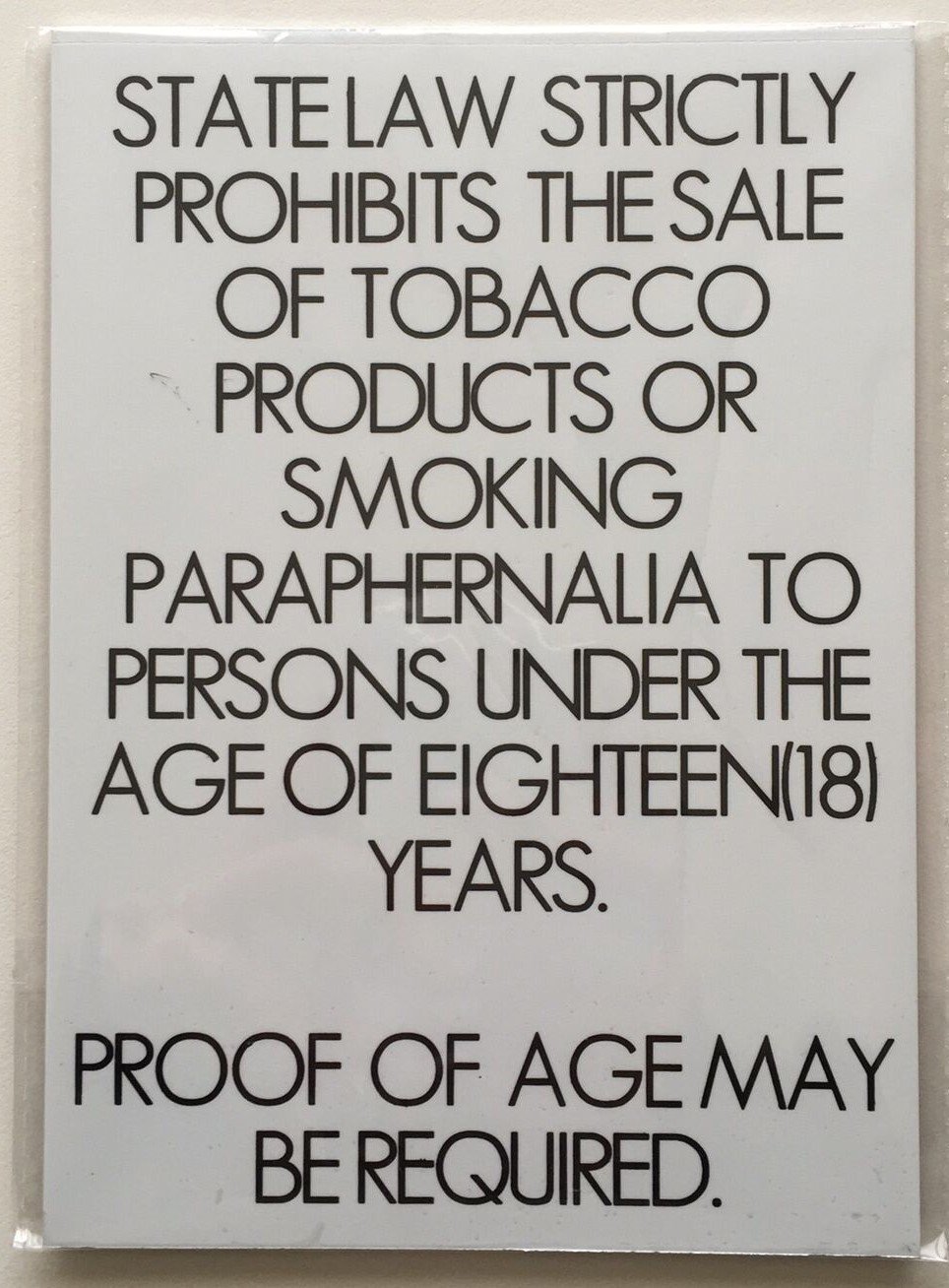 Sale Tobacco Under eighteen Prohibited SIGN-REF24-1027