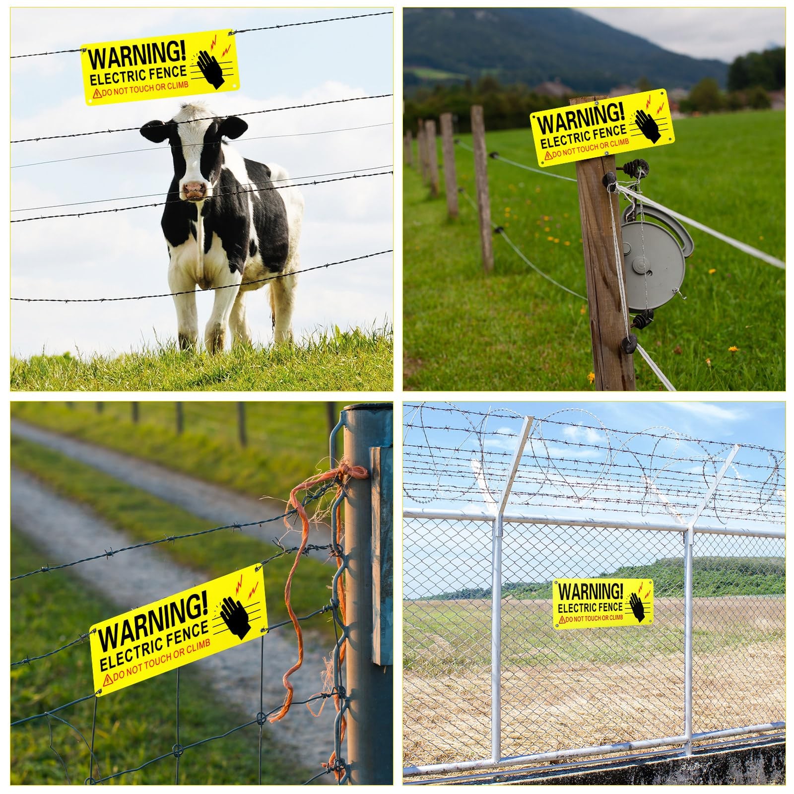 Blulu 8 Pack Metal Electric Fence Warning Signs 10 x 4 Inches Reflective Alum…