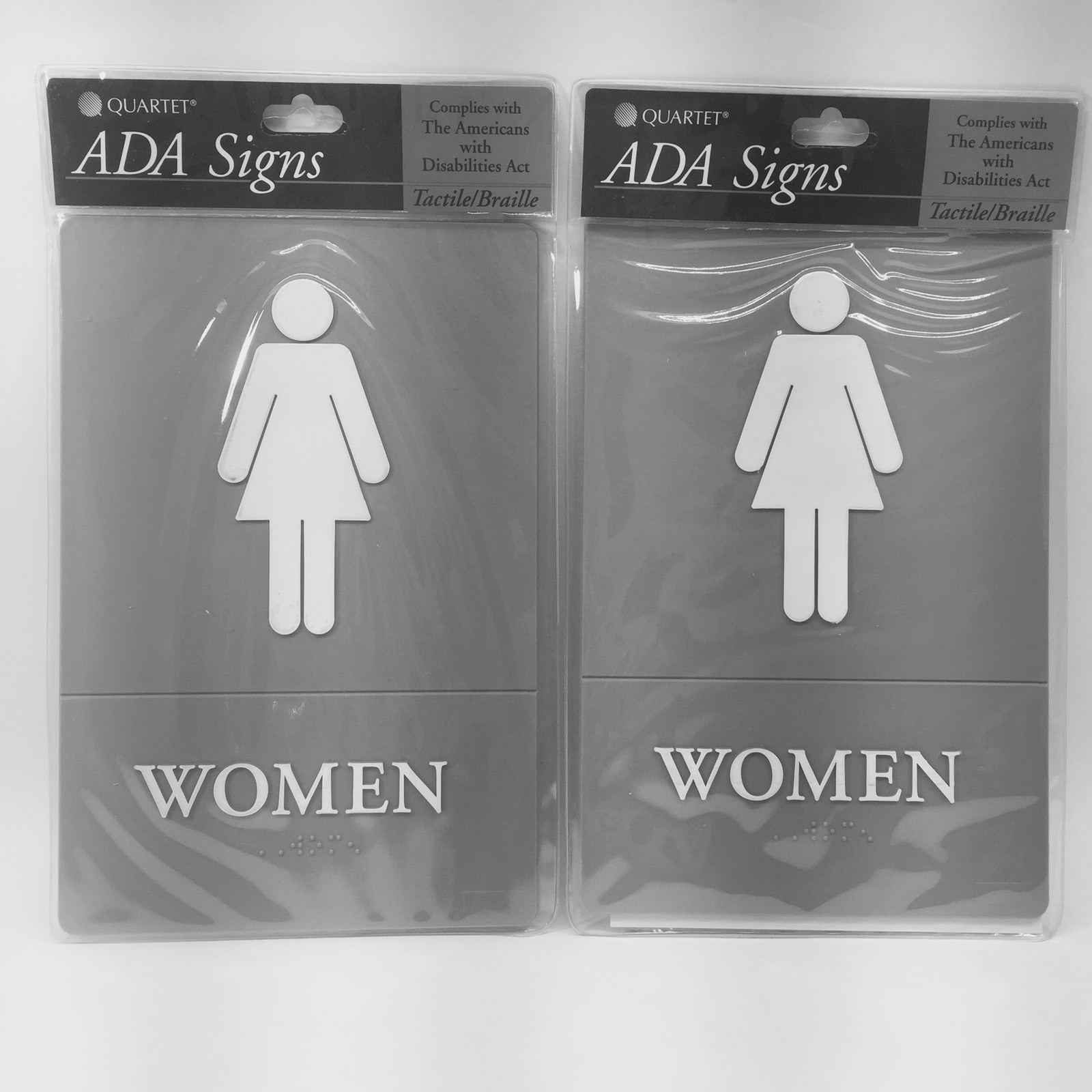 LOT OF 2 QUARTET ADA SIGNS #01414 UPC# 034138014172 “WOMAN” RESTROOM SIGN 6″X9″