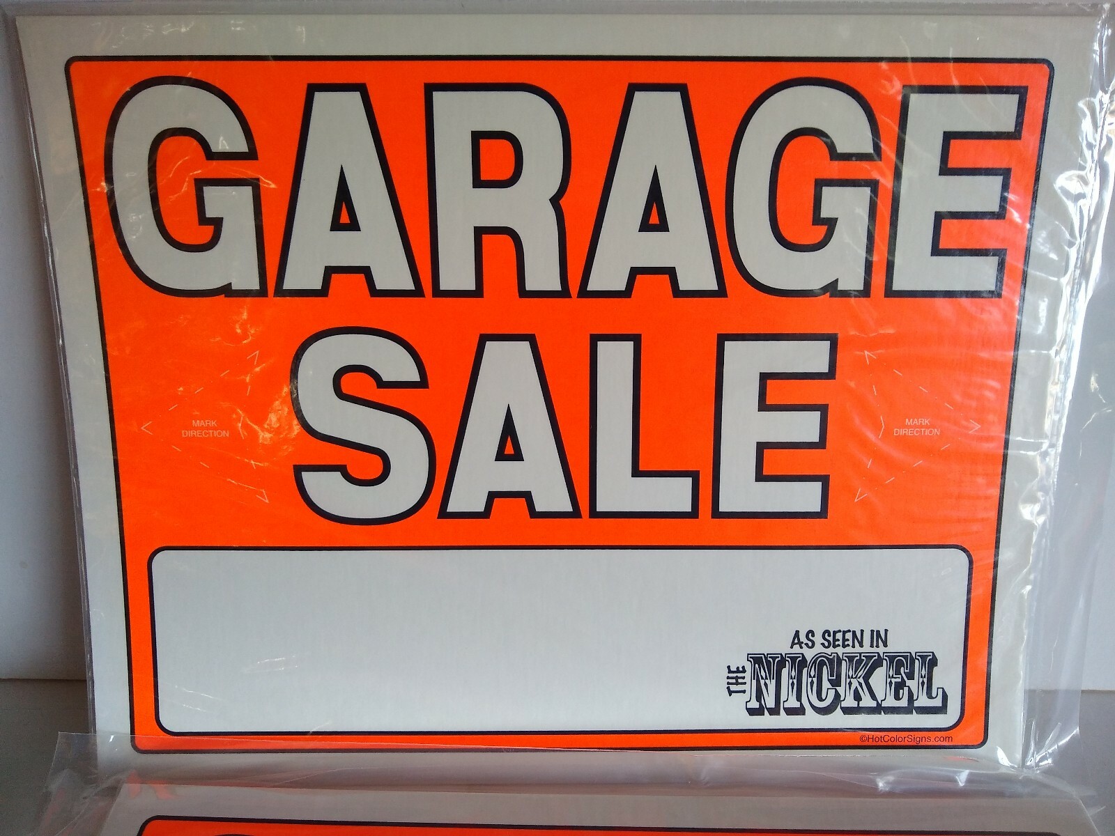 Garage Sale Signs (2) 3Pks (6 Signs total) Fluorescent Orange 11×14 Yard Sale