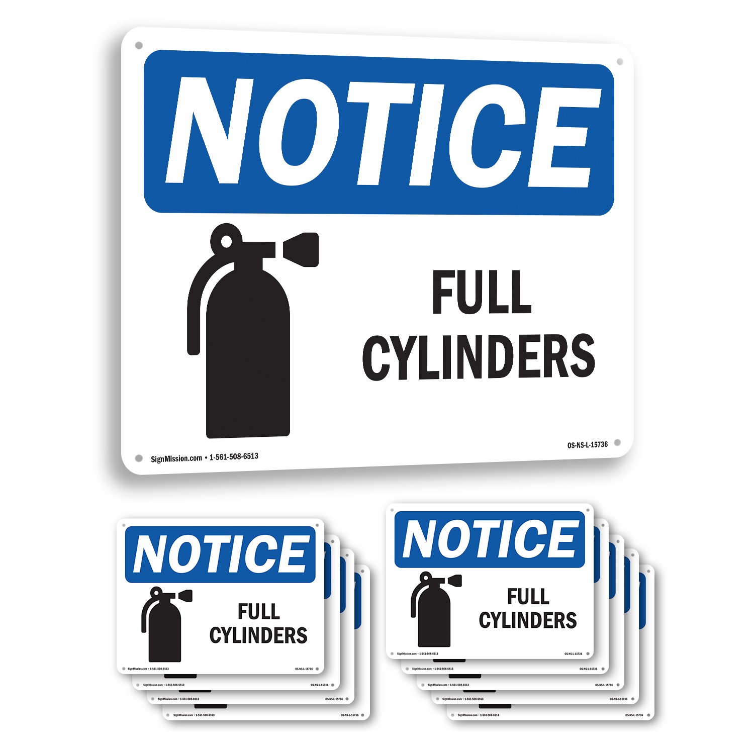 Full Cylinders OSHA Notice Sign Metal, Plastic, Or Decal – 5 or 10 Pack