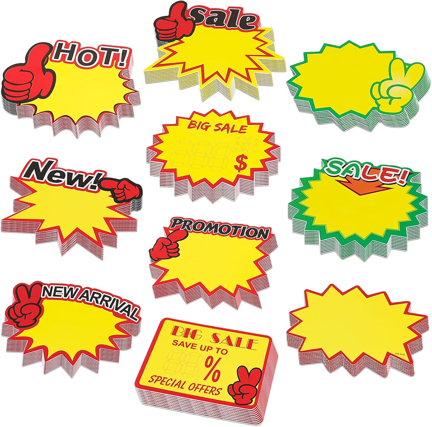 Starburst Sign for Retail Store Small 500Pcs Yellow