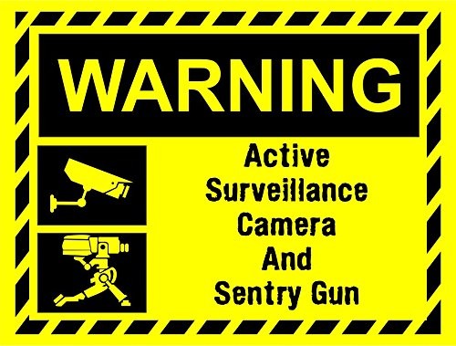 INDIGOS UG – Sticker – Safety – Warning – Video Surveillance Sign Sentry Gun …