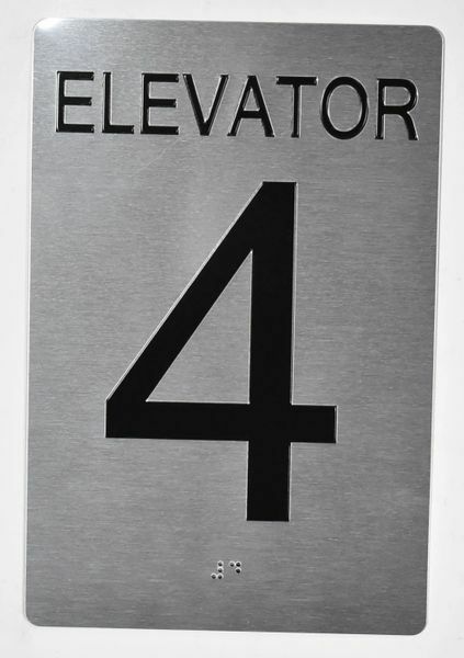 Elevator 4 Sign Silver – Tactile Touch Braille Sign..6X9)…–REF24-1027