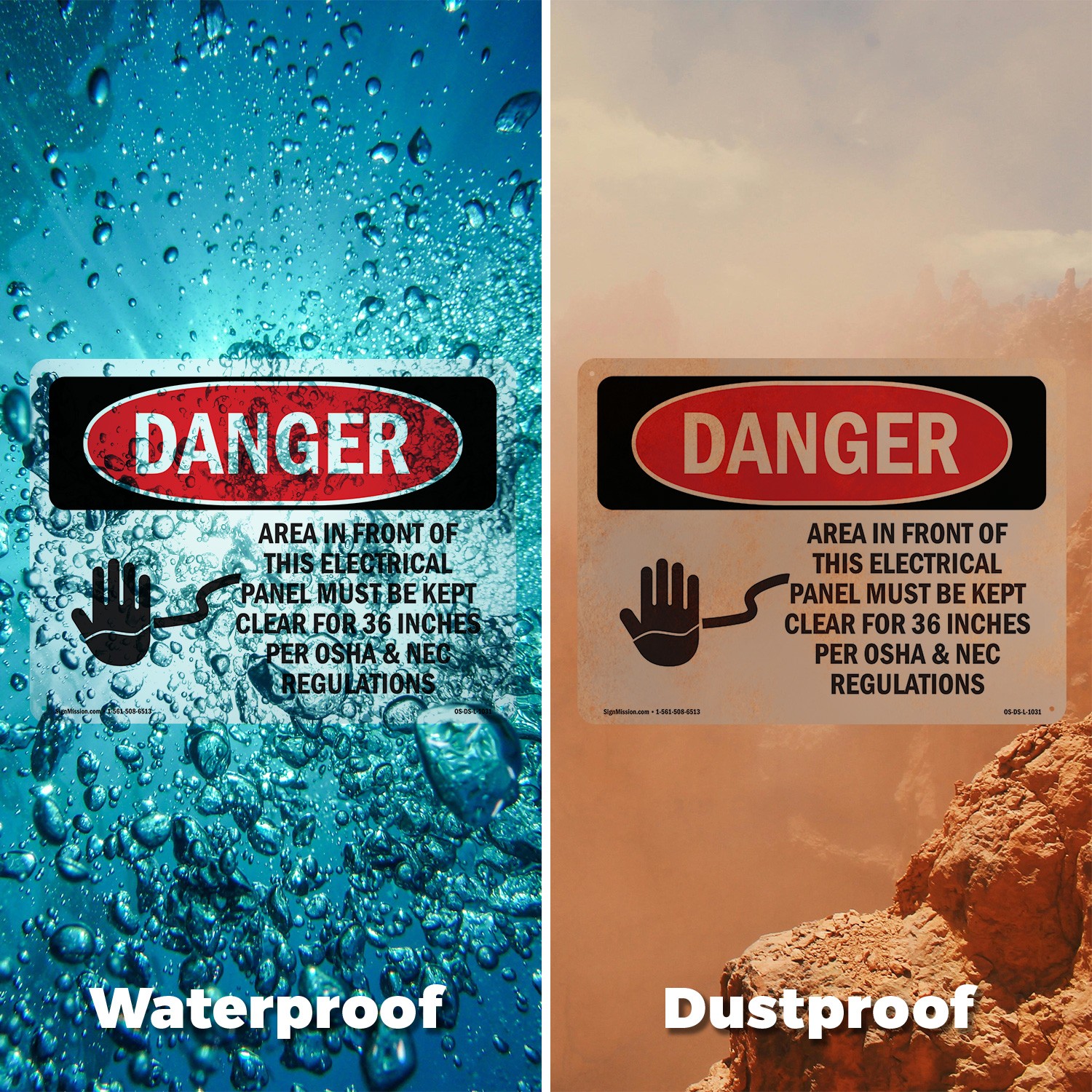 Electrical Panel Keep Clear OSHA Danger Sign Metal, Plastic, Decal 5 or 10 Pack