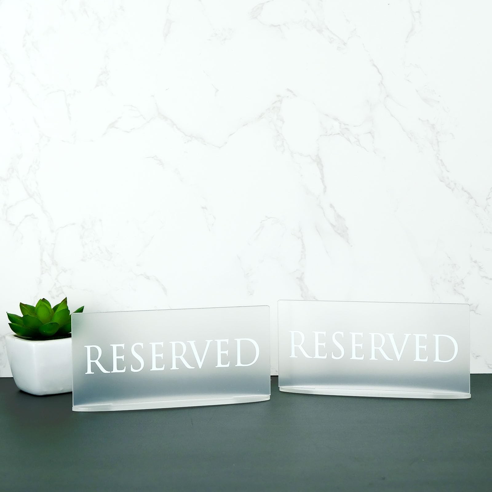 6 PCS Frosted Acrylic Reserved Signs Table Stand 6×2.8 Inch Wedding Restaurant