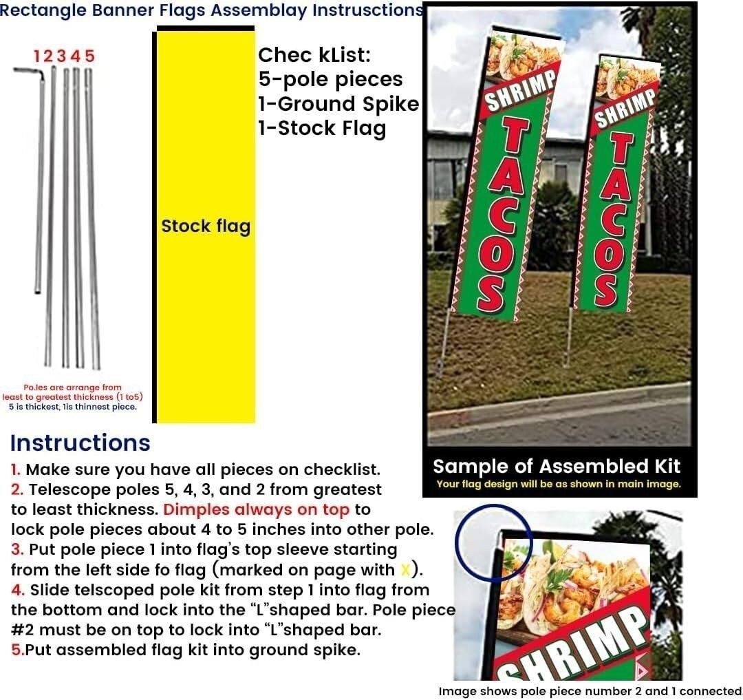 Shrimp Tacos Mexican Resturant Advertising Rectangle Feather Banner Swooper…