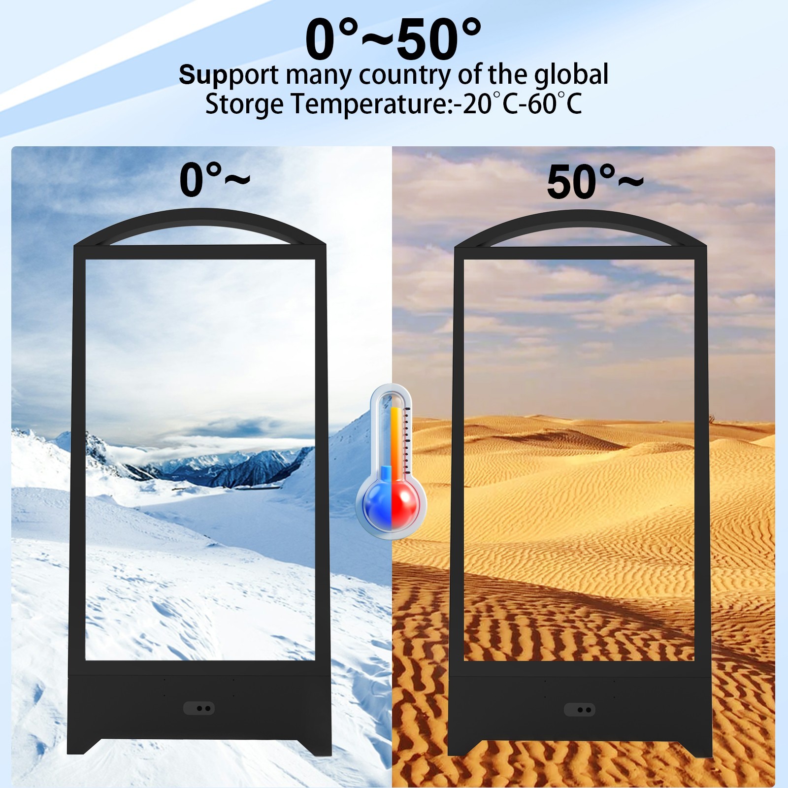32″ 2000Nits Rechargeable Digital Signage IP65 Waterproof Portable LCD Kiosk