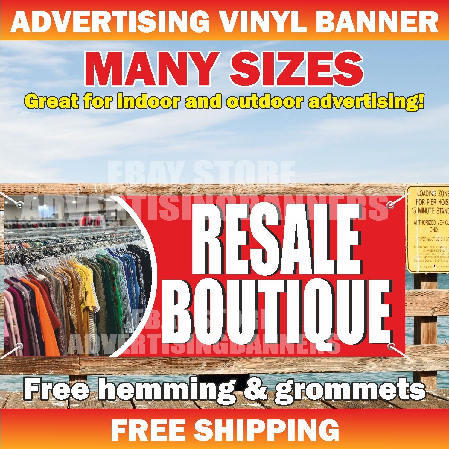 RESALE BOUTIQUE Advertising Banner Vinyl Sign shoes shirts jewelry dresses pants
