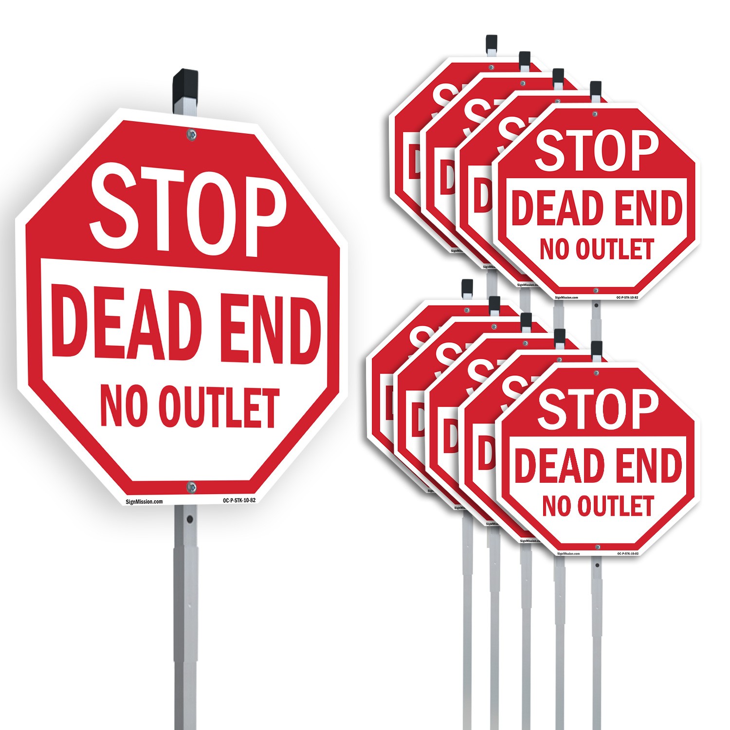 Stop Dead End No Outlet Octagon Sign With Stake Weather Resistant