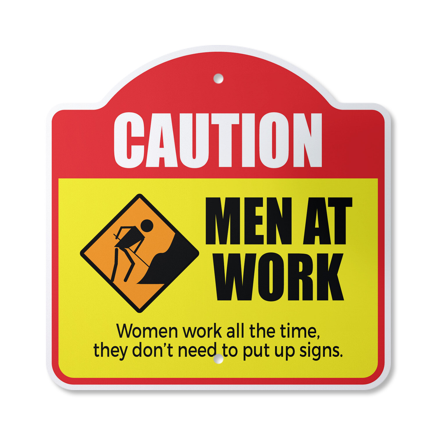 Caution Men At Work Plastic Novelty Sign Women Work Warning
