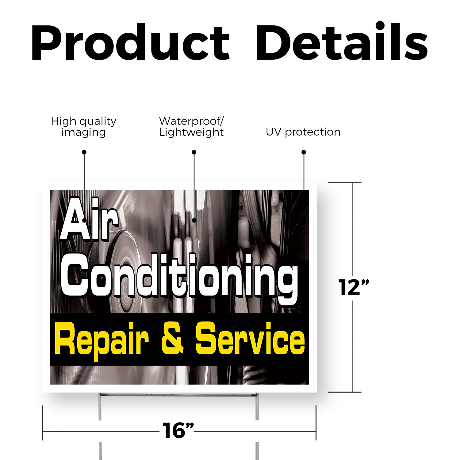 AC Repair & Service Yard Sign HVAC Maintenance, Cooling Systems, Heating Repairs