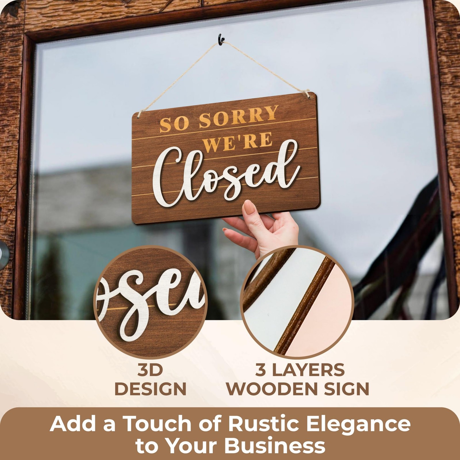 Woodamore Open Closed For Business – Business Hours Sign For Glass Door, Stor…