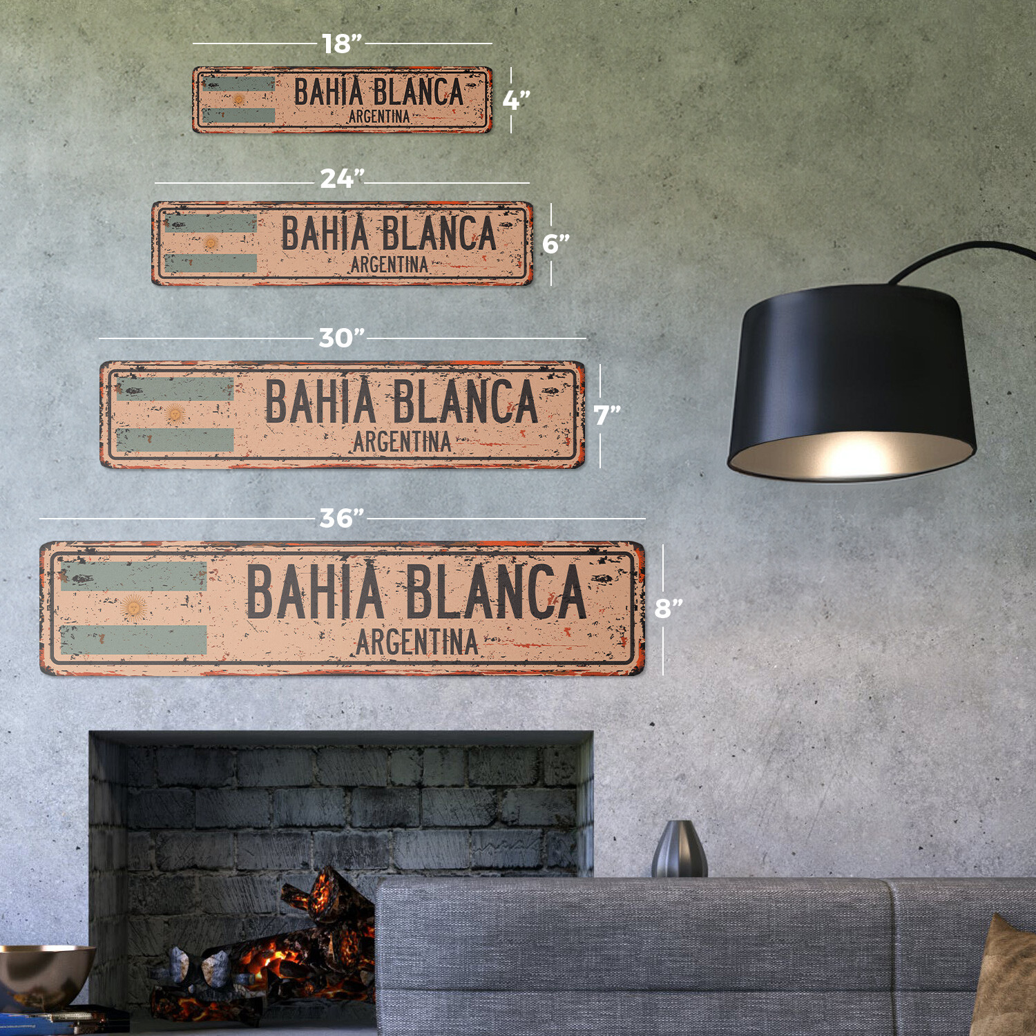 BAHEA BLANCA ARGENTINA Vintage Street Sign Argentinian flag city country rustic