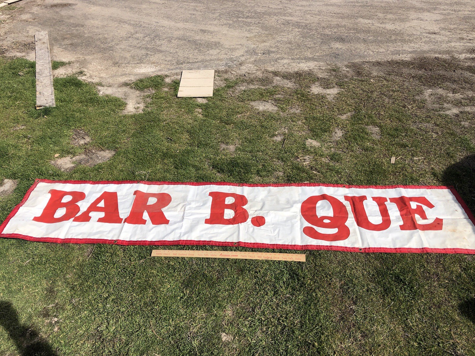Bar B Que Banner Sign Metal Grommets Heavy-Duty 10 ft x 2 ft Custom Barbeque