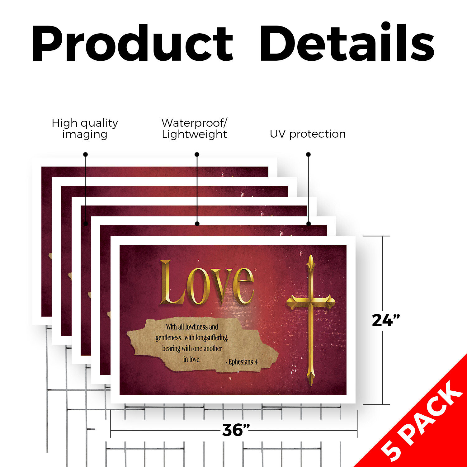 Jesus Love Yard Sign Inspirational Message, Faith Display, Bold and Durable