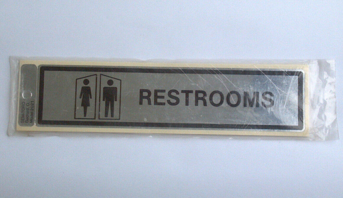 10 Pack RESTROOMS Decals 1-7/8″x 8″ Self Adhesive Wall Door Business Sticker