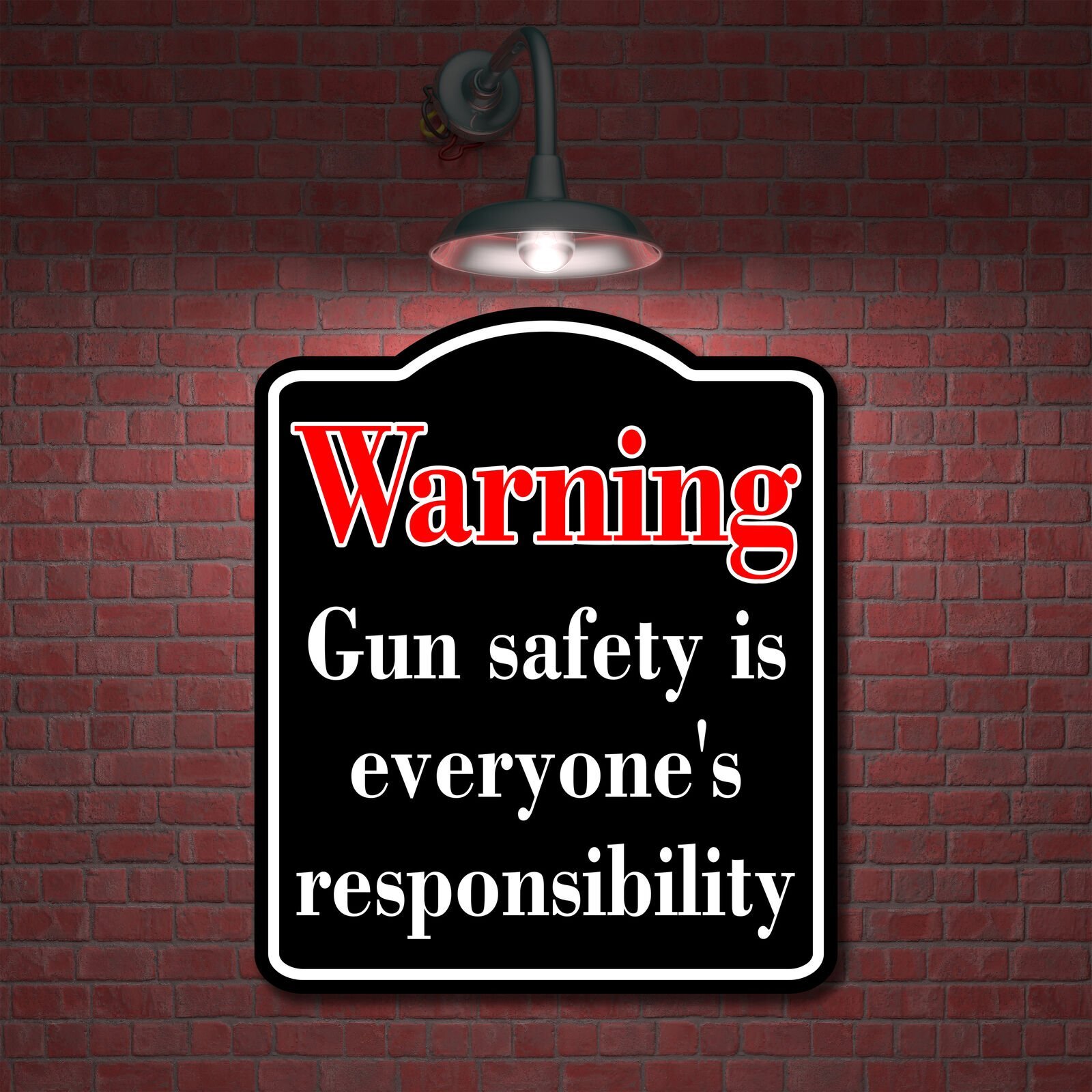 Warning Gun safety is everyones responsibility Red BLACK Aluminum Composite Sign