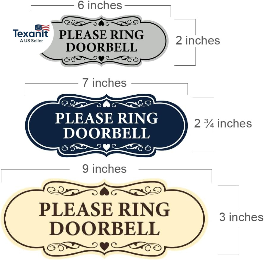 Designer Please Ring Doorbell Sign (Brushed Silver) – Large 1 Pack