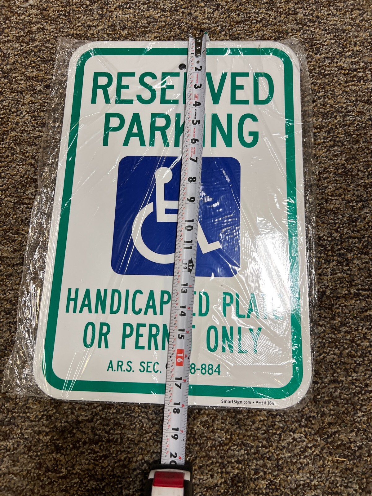 (QTY 11) SmartSign “Reserved Parking Handicap Plate Or Permit Only, 16U 18″x12”
