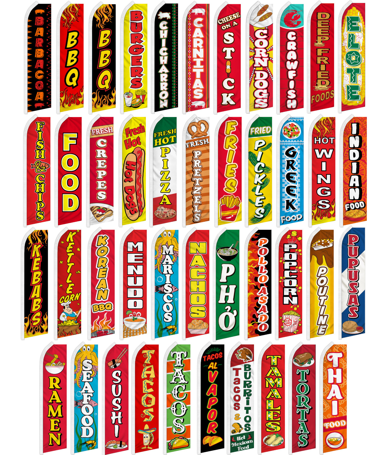 Food Swooper Feather Flutter Flag Fair Concessions BBQ Hot Dogs