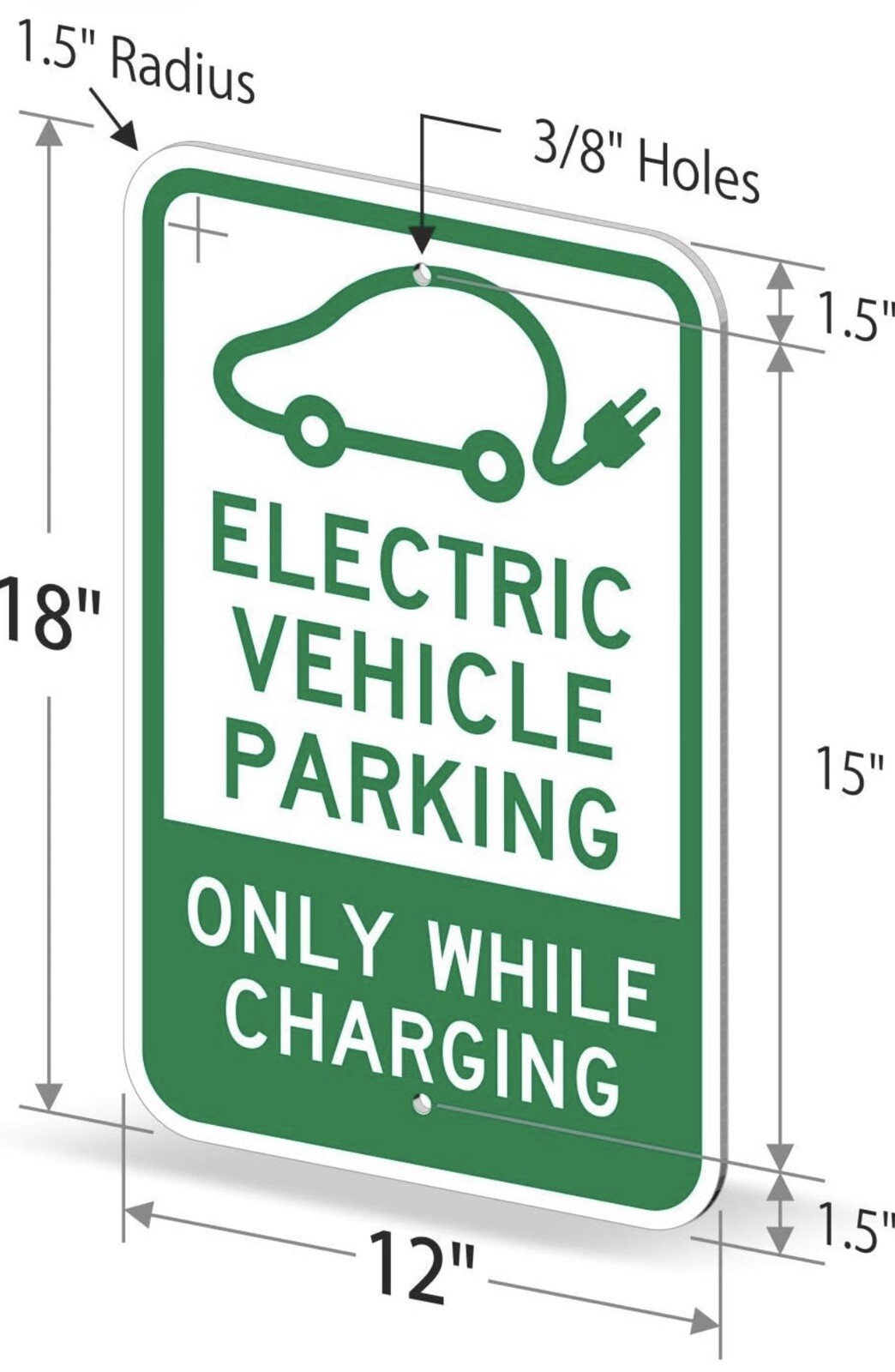 Electric Vehicle Charging Parking Aluminum Commercial Sign 18×12