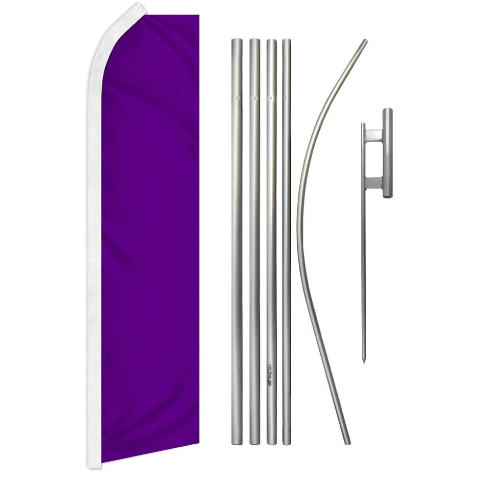 Purple Solid Color Swooper Advertising Flag & Pole Kit