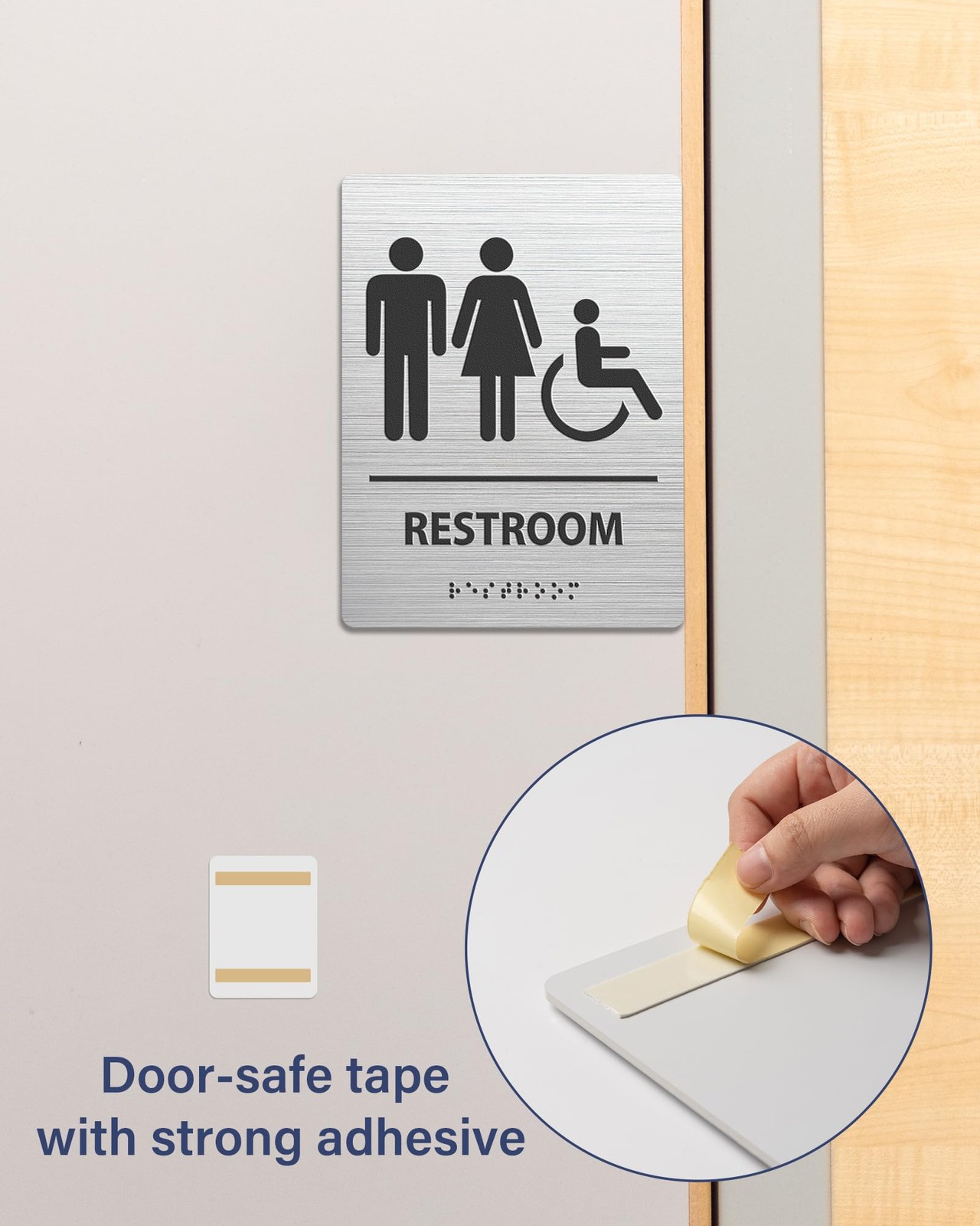 ADA-Mark Modern Restroom Sign for Business – ADA Compliant Braille Bathroom S…