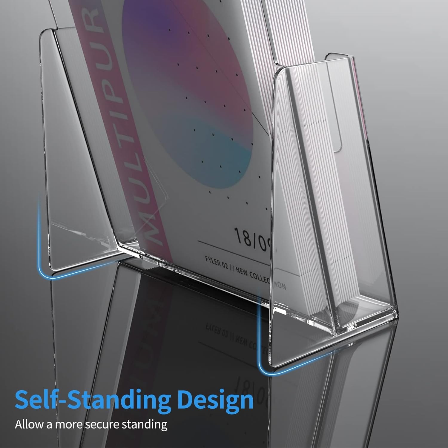 zavekia 2 Pack 6” x 9” Acrylic Brochure Holder,wide brochure leaflet clear