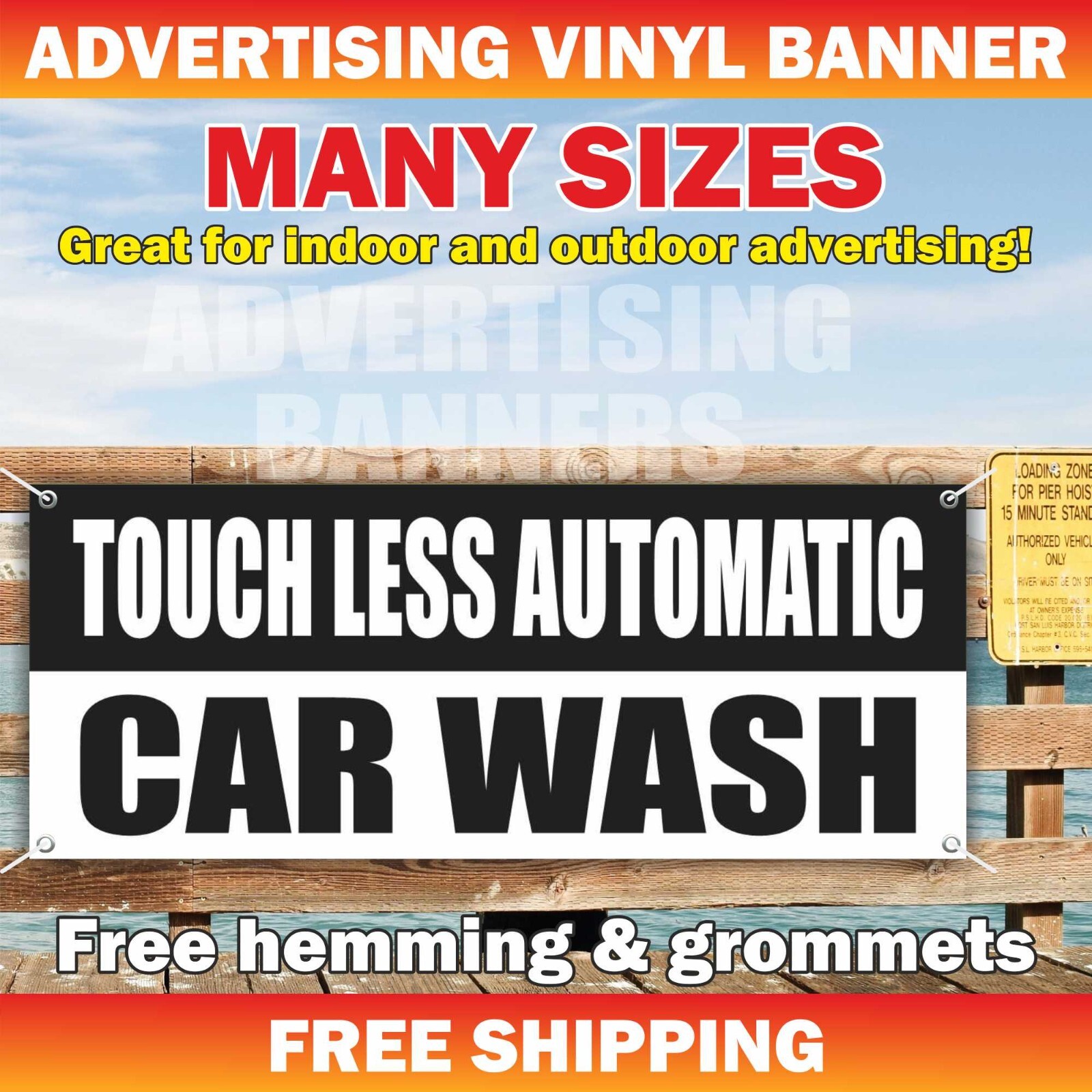 TOUCH LESS AUTOMATIC CAR WASH Advertising Banner Vinyl Mesh Sign Auto Detailing