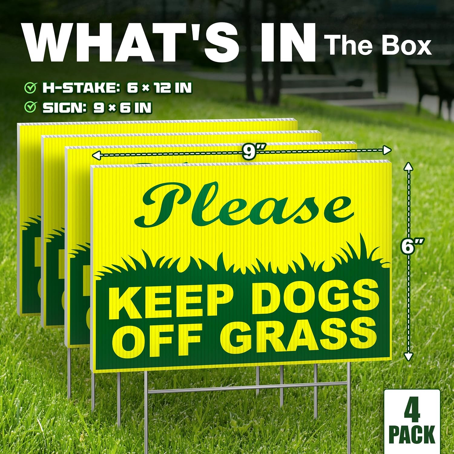 Keep off Grass Signs for Yard, 6X9 Double Sided Coroplast, 4 Pack | Lawn Signs w