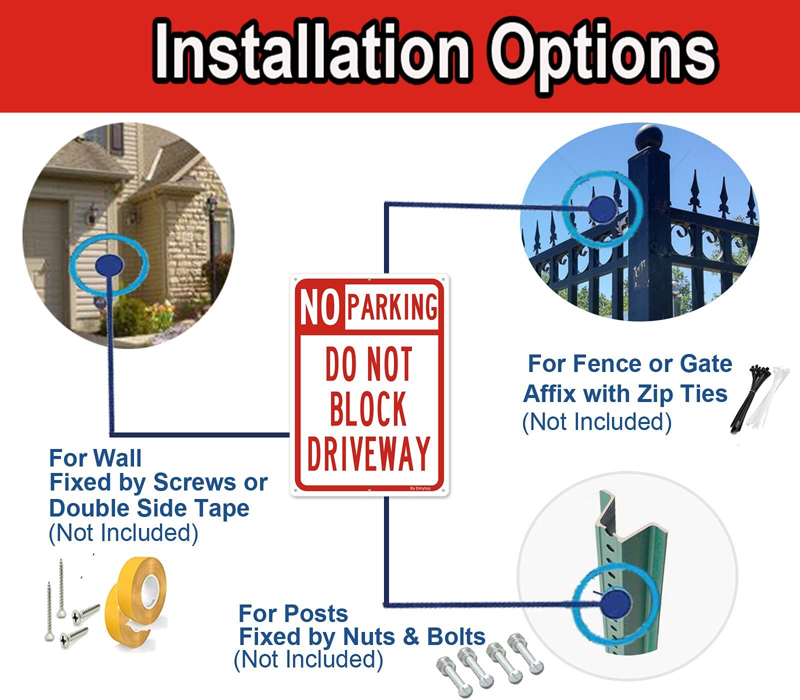 No Parking Sign Do Not Block Driveway Sign, (2 Pack) 10 x 14 Inches Rust Free Al