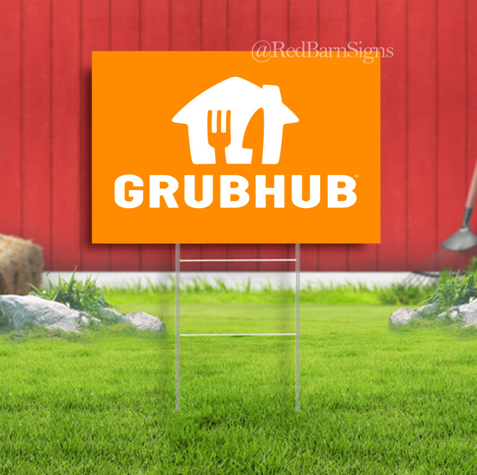 For GRUBHUB Brand Exposure Pair of Car Door Yard Sign Food Delivery Service