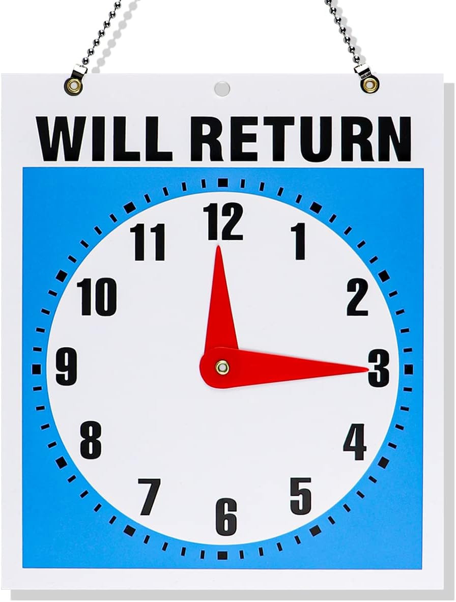 1Pcs Double- Sided Come In/Open/Will Return Sign with Clock Hands, Open and C…