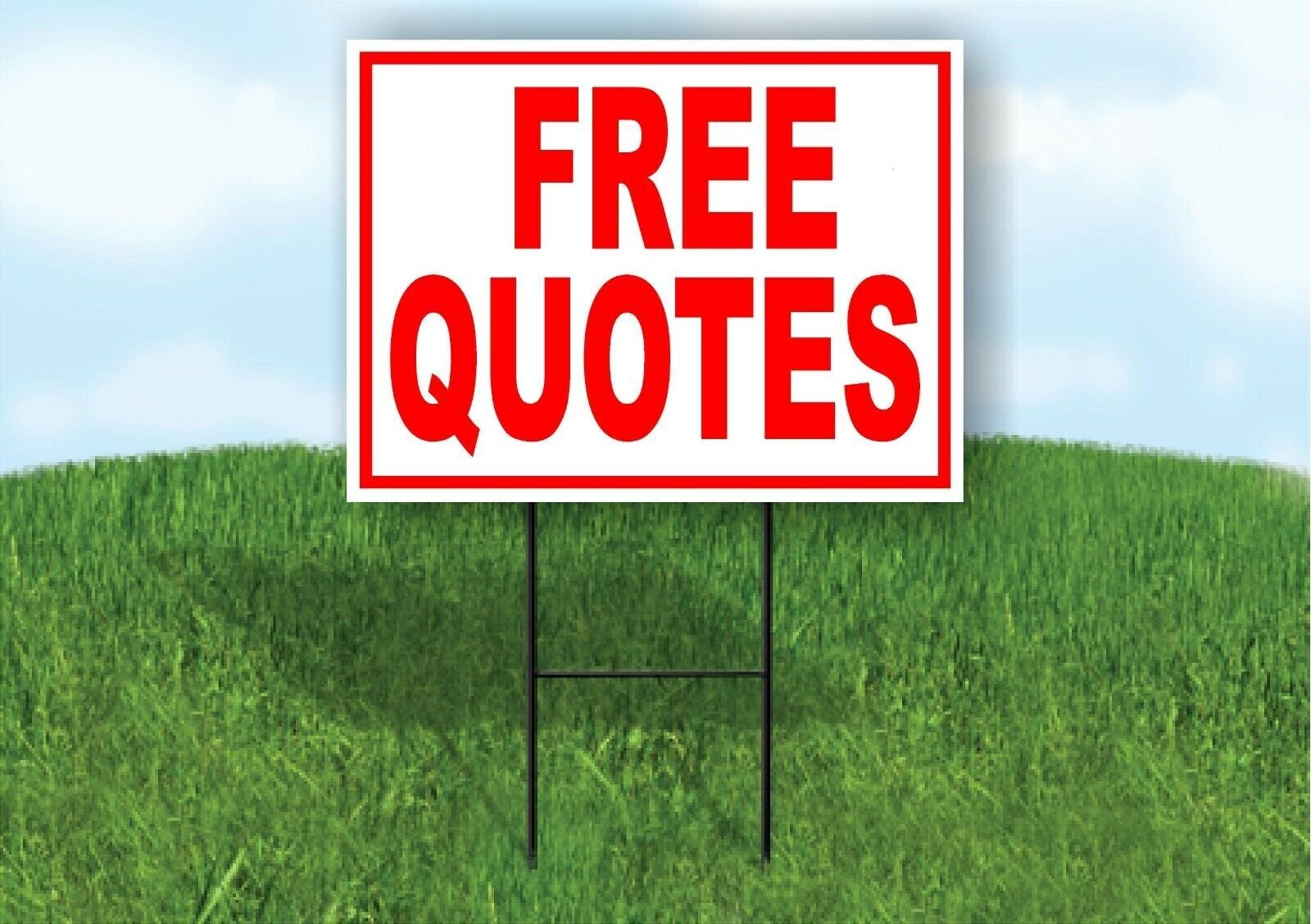 Free Quotes RED Yard Sign Road with Stand LAWN SIGN