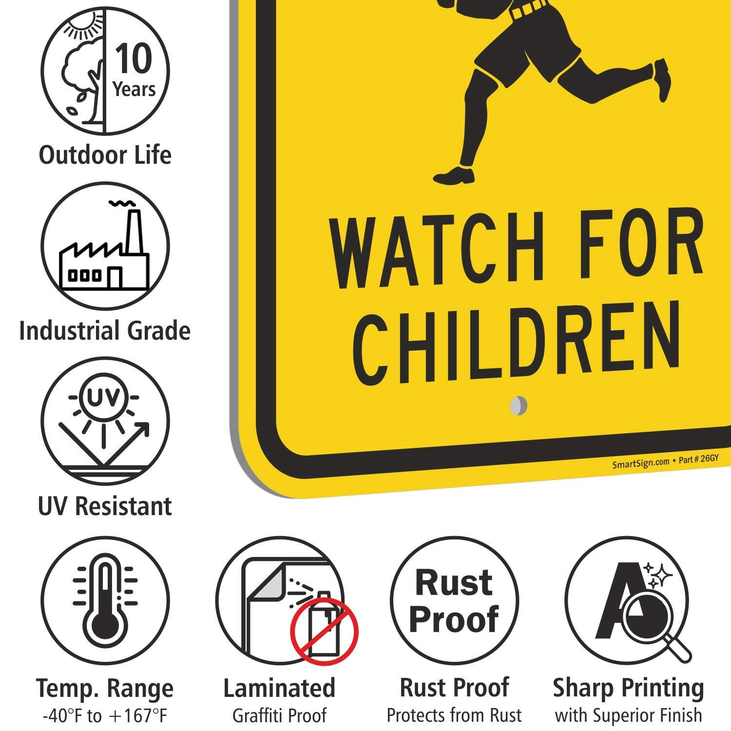 Black Yellow 18×12 Inch 5 MPH Speed Limit Watch For Children Metal Sign 63mil