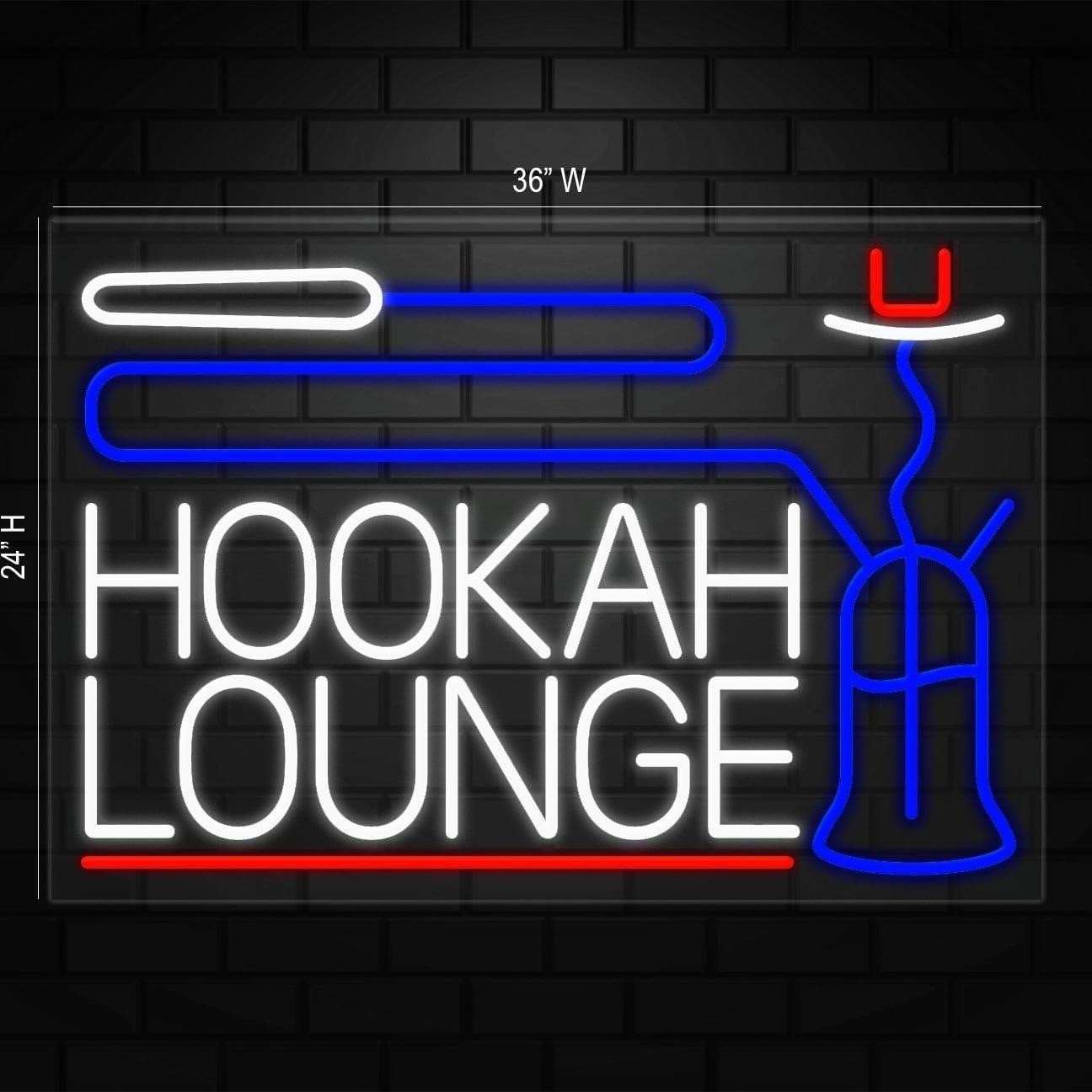 Hookah Lounge Neon Sign for Retail Displays | LED Flex Neon | 36″W x 24″H x 1″D