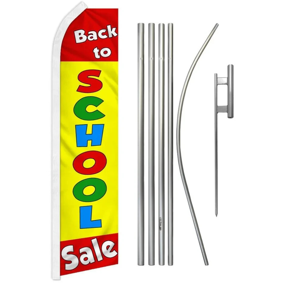 Back to School Sale Swooper Flutter Feather Advertising Sale Flag & Pole Kit