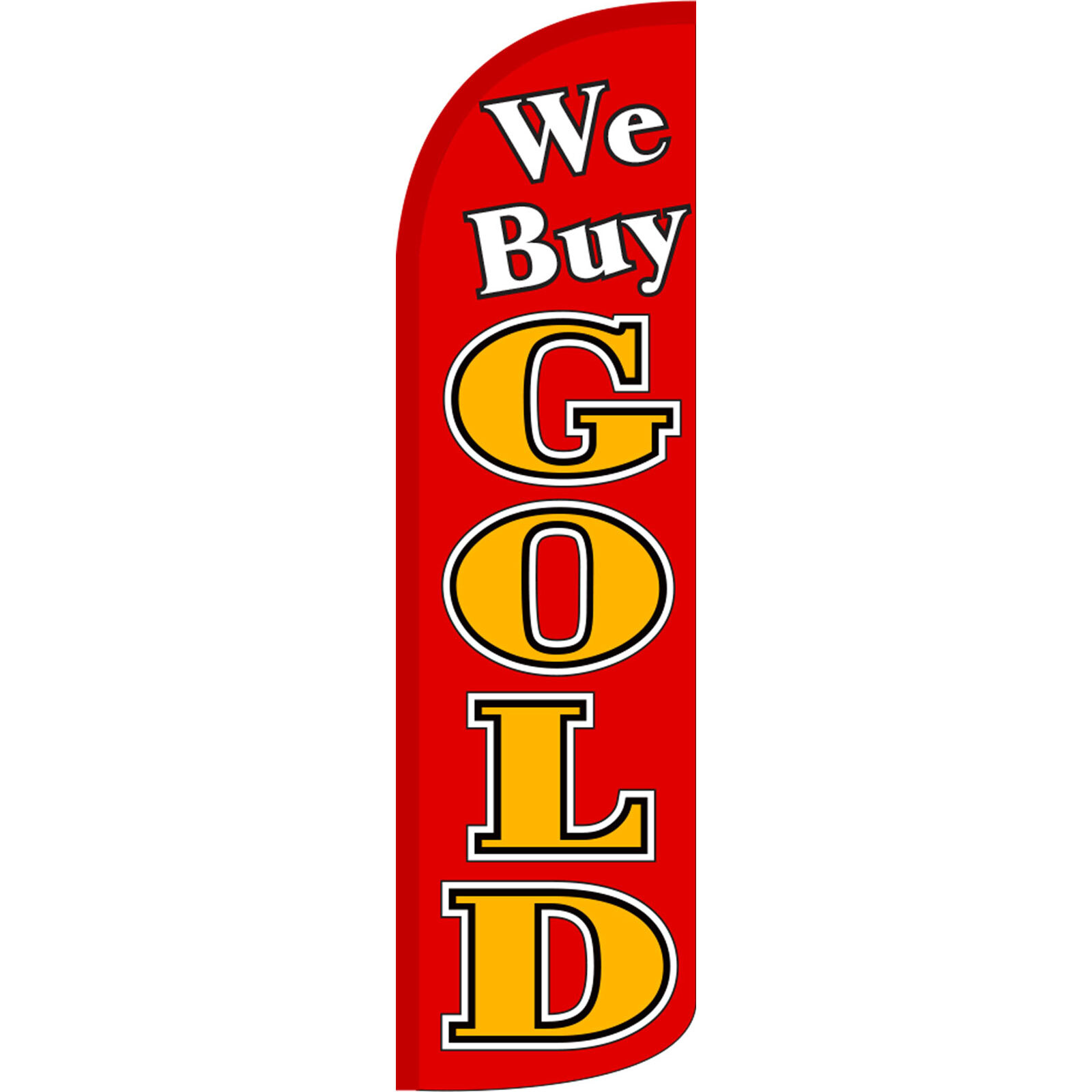 We Buy Gold Red 3 ft X 11 1/2 ft Windless Swooper Flag
