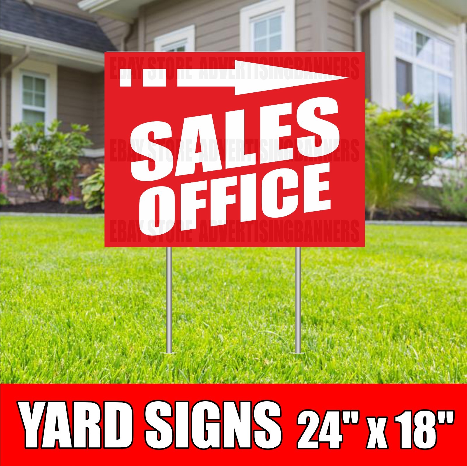 SALES OFFICE Yard Sign with H-Stakes space home realtor estate rent lease