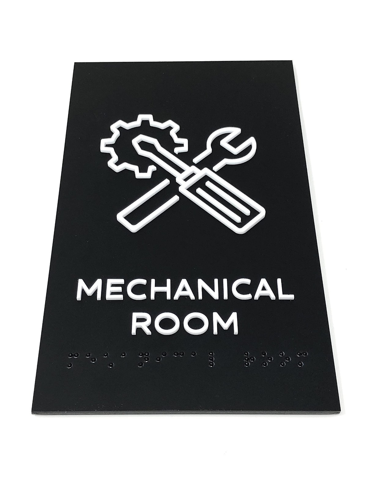Mechanical Room Sign ADA Compliant Modern Door Grade 2 Braille Double Sided