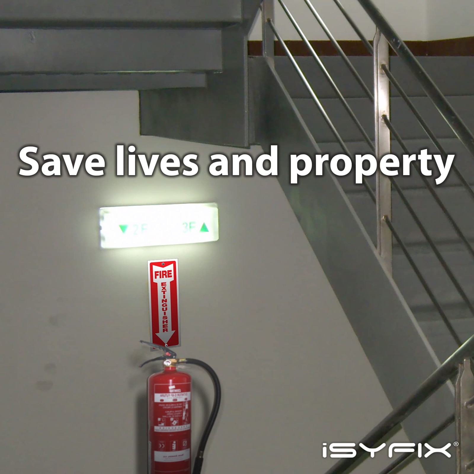 Isyfix Fire Extinguisher Signs 3 Pack 4X12 Inch 40 Mil Thick Polystyrene
