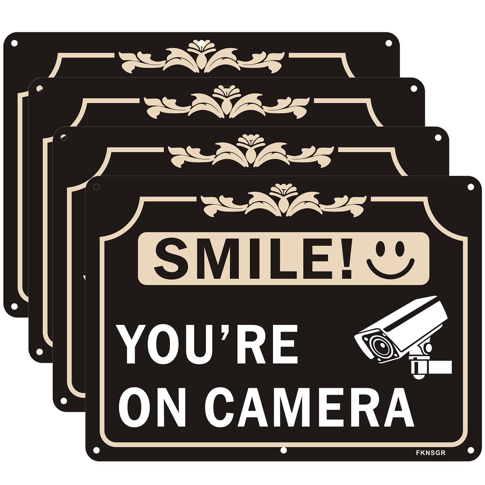You’re On Sign 4 Pack, 10″ x 7″ Rust Aluminum Video Surveillance Sign, UV Pro…