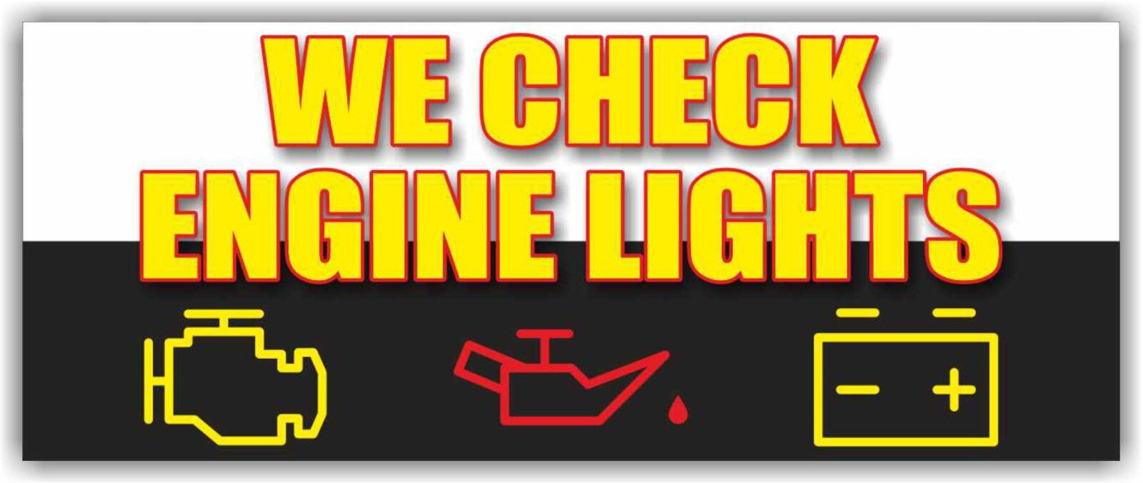 WE CHECK ENGINE LIGHTS Advertising Banner Vinyl Sign Service Repair Mechanic Car