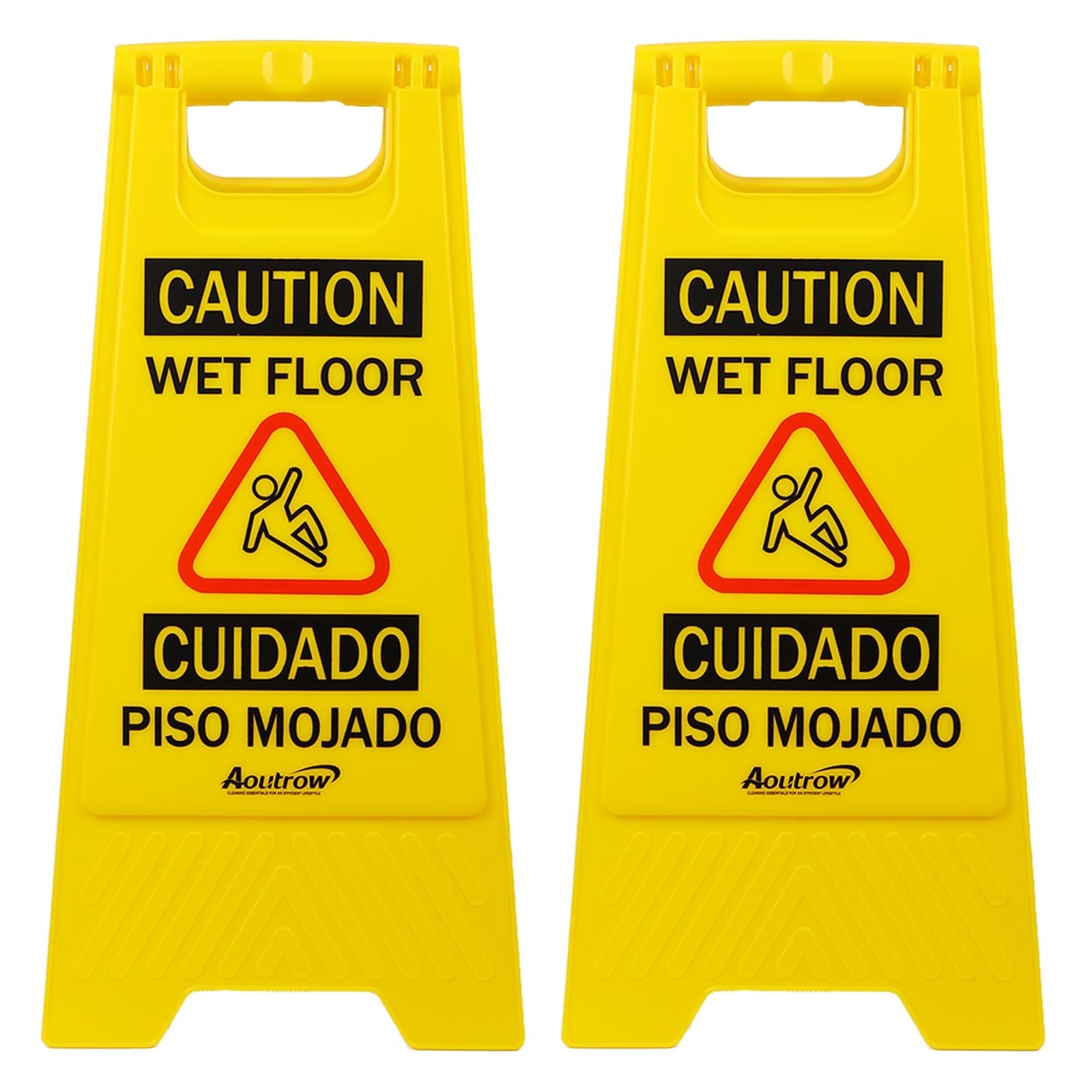 Caution Wet Floor Sign, （L:17.12in W:8.38in H:0.94in）2-Sided Foldable Safety …
