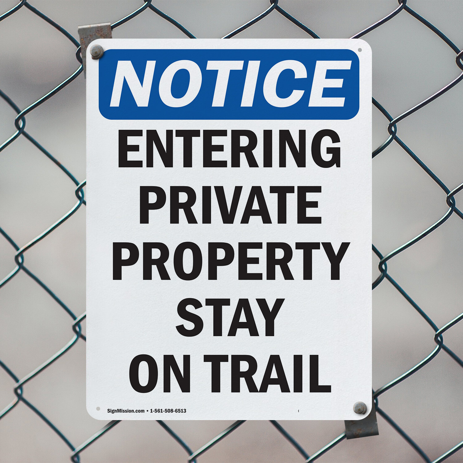 (2 Pack) Entering Private Property Stay On Trail OSHA Notice Sign Decal Metal