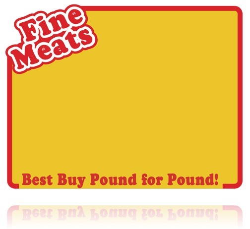 Fine Meats Price Signs for Grocery Stores -5.5″h x 7″w- 100 pieces