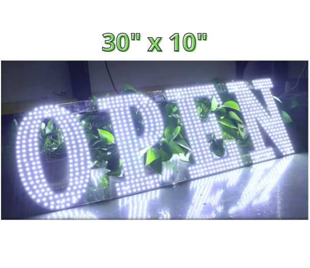 30″X10″ Large LED Open Signs for Business Super Bright Unique Design White Open